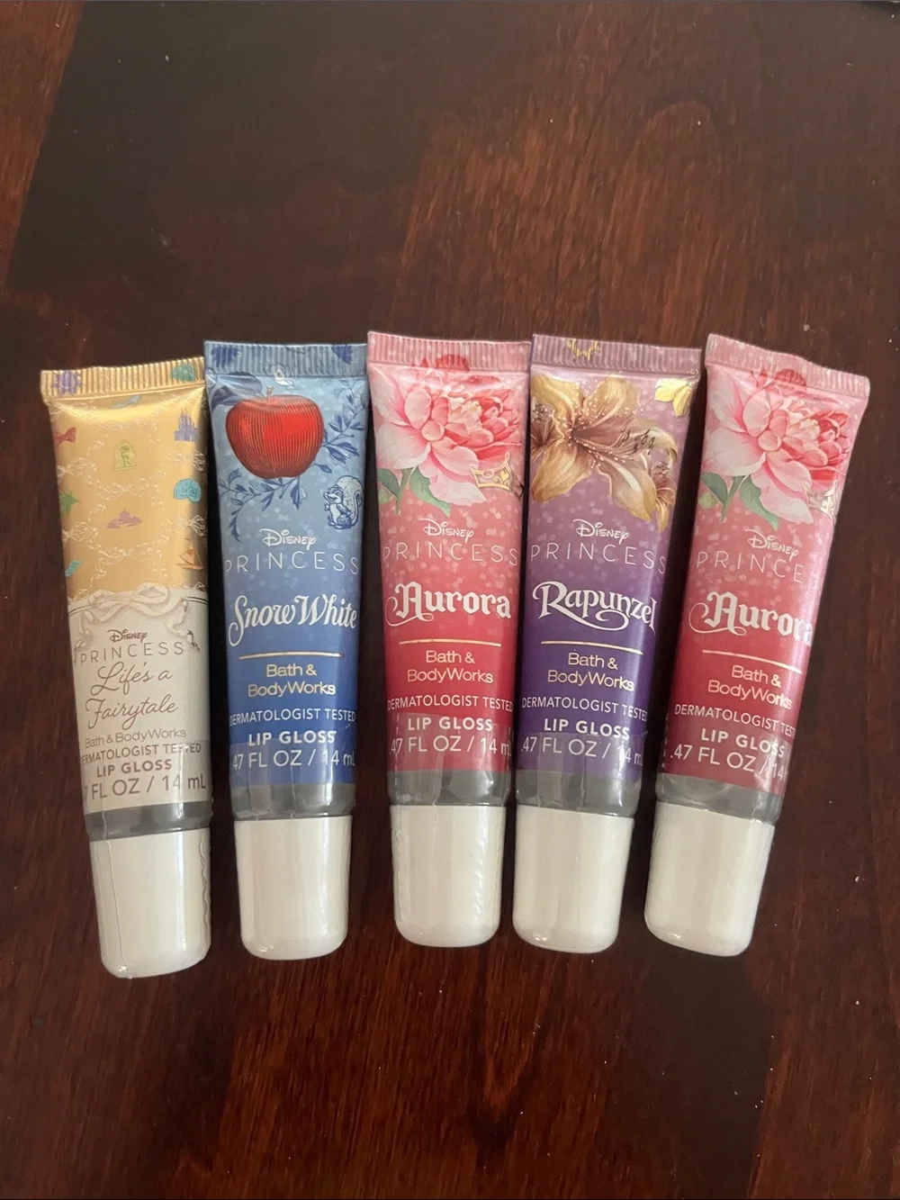 Bath & Body Works Disney Princess Lip Gloss Set – Pink, Purple, Blue, Gold